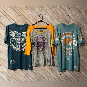American Fighter Worldwide Tees  3 Piece Teal, Orange, Gray Premium Athlete